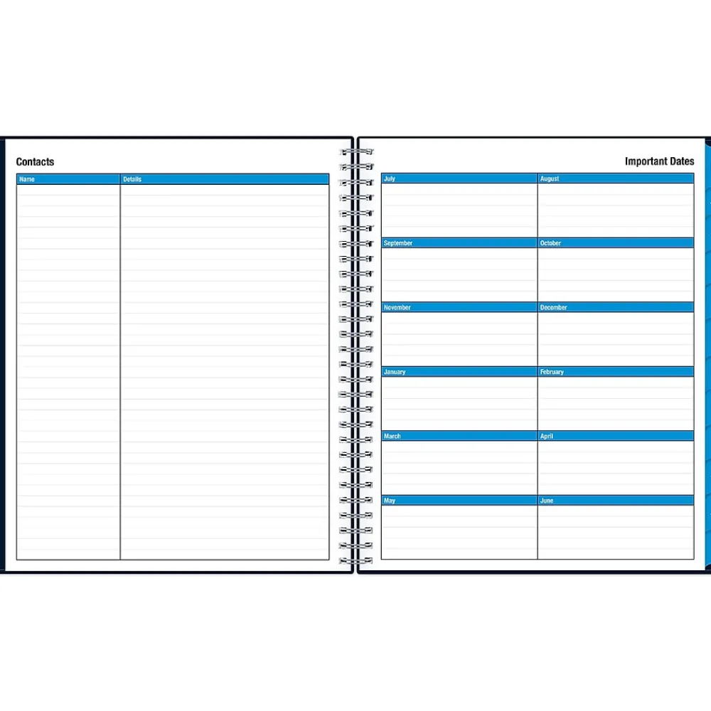 Academic Planners|Blue Sky 2024-2025 Collegiate 8" x 10" Academic Monthly Planner, Plastic Cover, Navy (148674-A25)