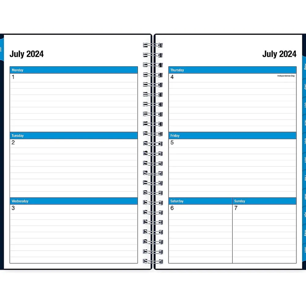 Academic Planners|Blue Sky 2024-2025 Collegiate Navy 5" x 8" Academic Weekly & Monthly Planner, Plastic Cover, Navy (148673-A25)