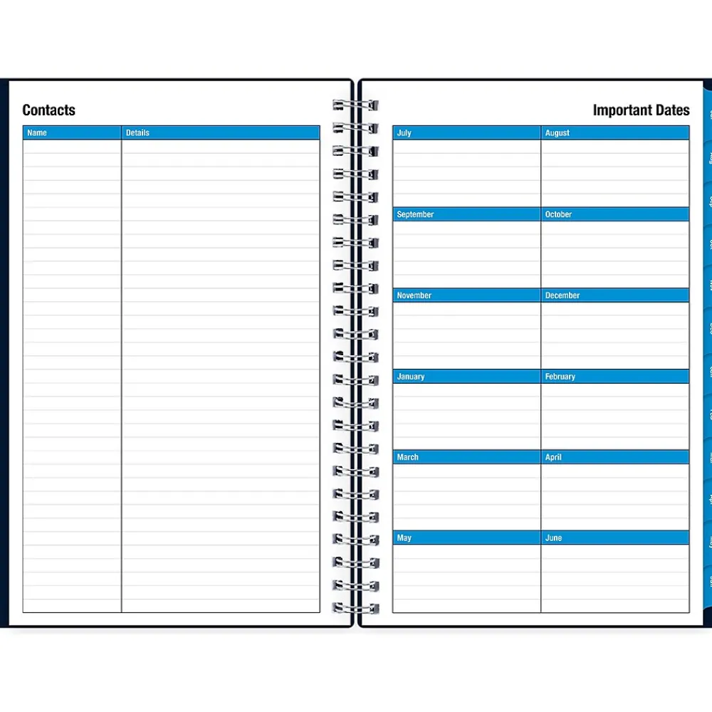 Academic Planners|Blue Sky 2024-2025 Collegiate Navy 5" x 8" Academic Weekly & Monthly Planner, Plastic Cover, Navy (148673-A25)