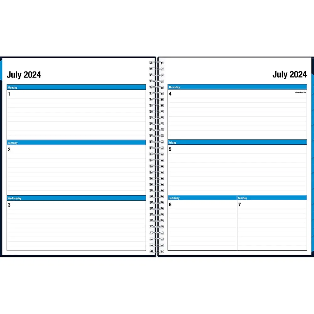 Academic Planners|Blue Sky 2024-2025 Collegiate Navy 8.5" x 11" Academic Weekly & Monthly Planner, Plastic Cover, Navy (148672-A25)