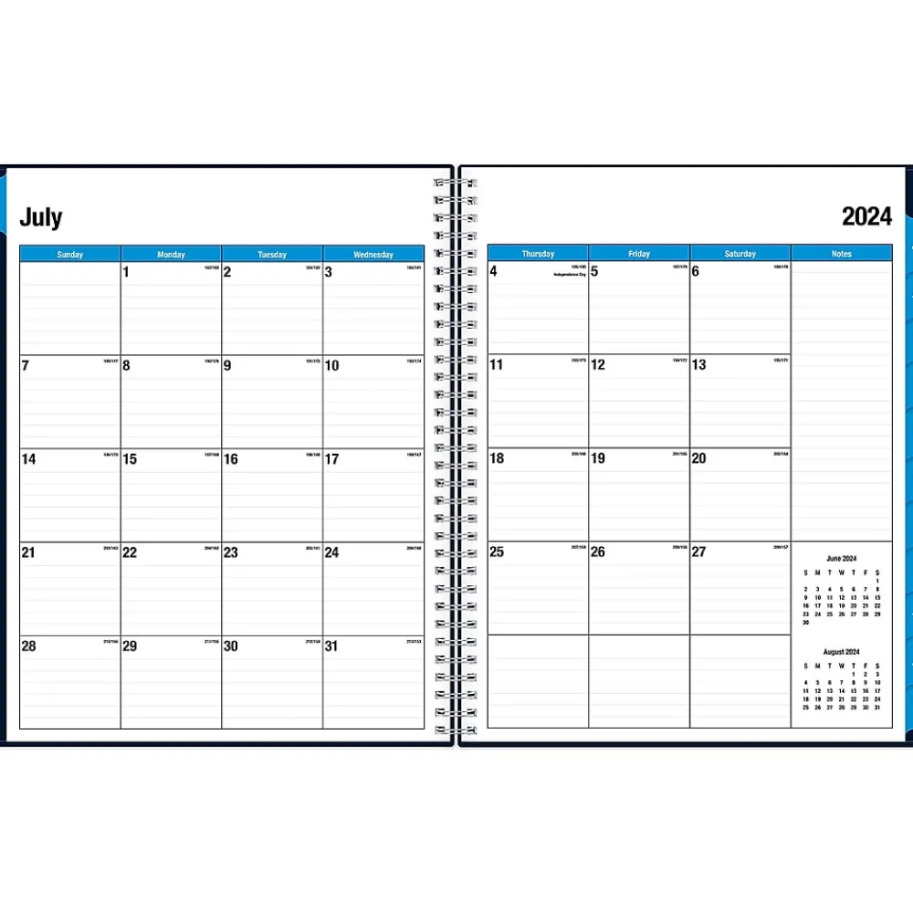 Academic Planners|Blue Sky 2024-2025 Collegiate Navy 8.5" x 11" Academic Weekly & Monthly Planner, Plastic Cover, Navy (148672-A25)