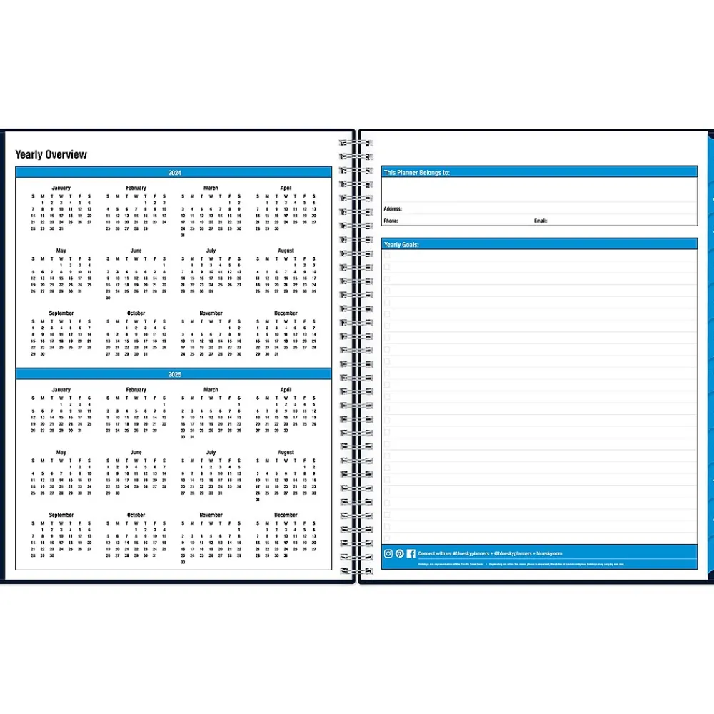 Academic Planners|Blue Sky 2024-2025 Collegiate Navy 8.5" x 11" Academic Weekly & Monthly Planner, Plastic Cover, Navy (148672-A25)