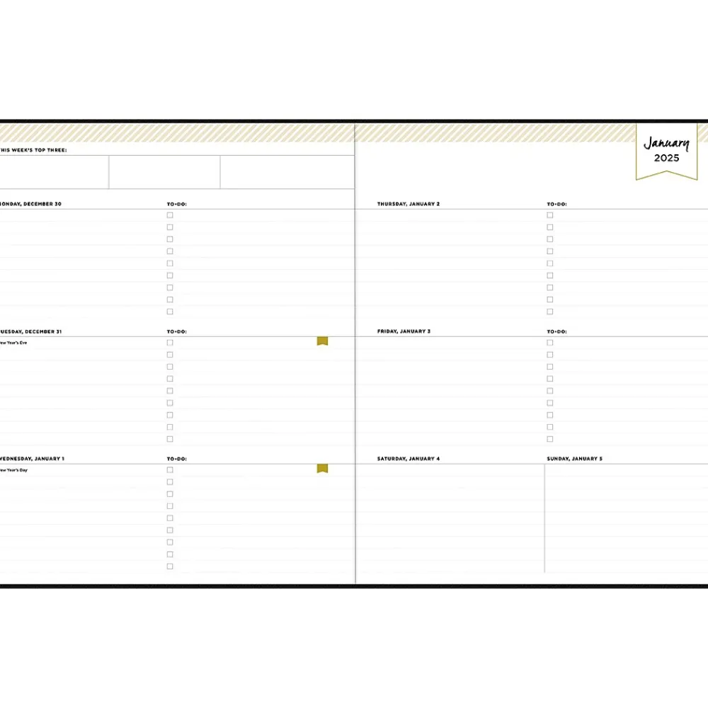 2025 Planners|Blue Sky 2025 Day Designer 8" x 10" Weekly & Monthly Planner, Faux Leather Cover, Black (148125)