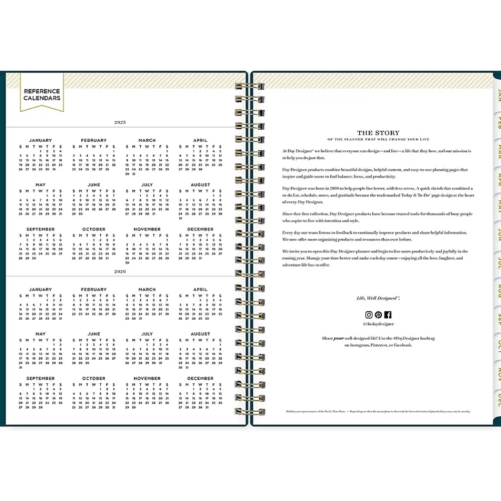 2025 Planners|Blue Sky 2025 Day Designer 5.88" x 8.63" Weekly & Monthly Planner, Plastic Cover, Peacock Blue (152221)