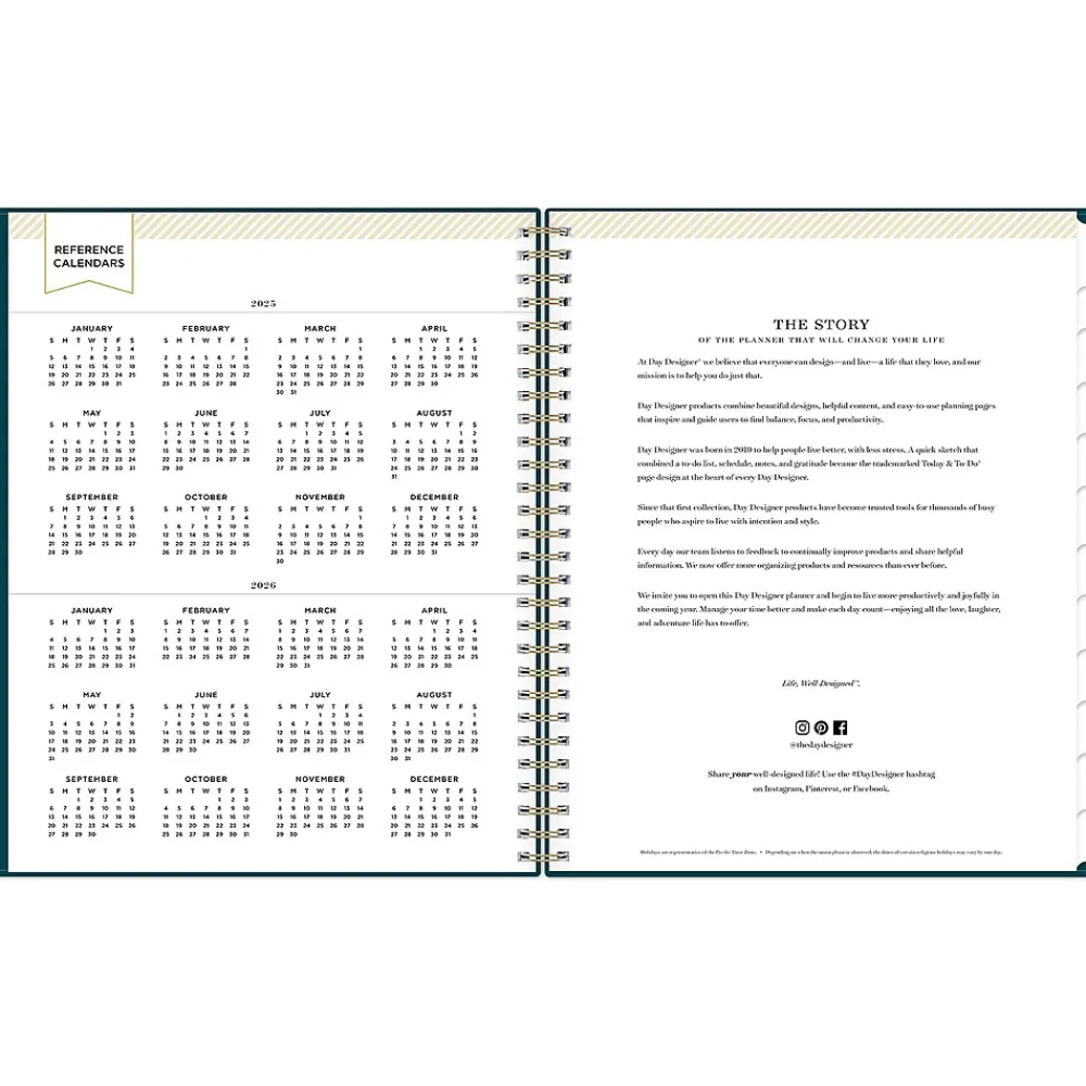 2025 Planners|Blue Sky 2025 Day Designer 8" x 10" Monthly Planner, Plastic Cover, Peacock (152222)