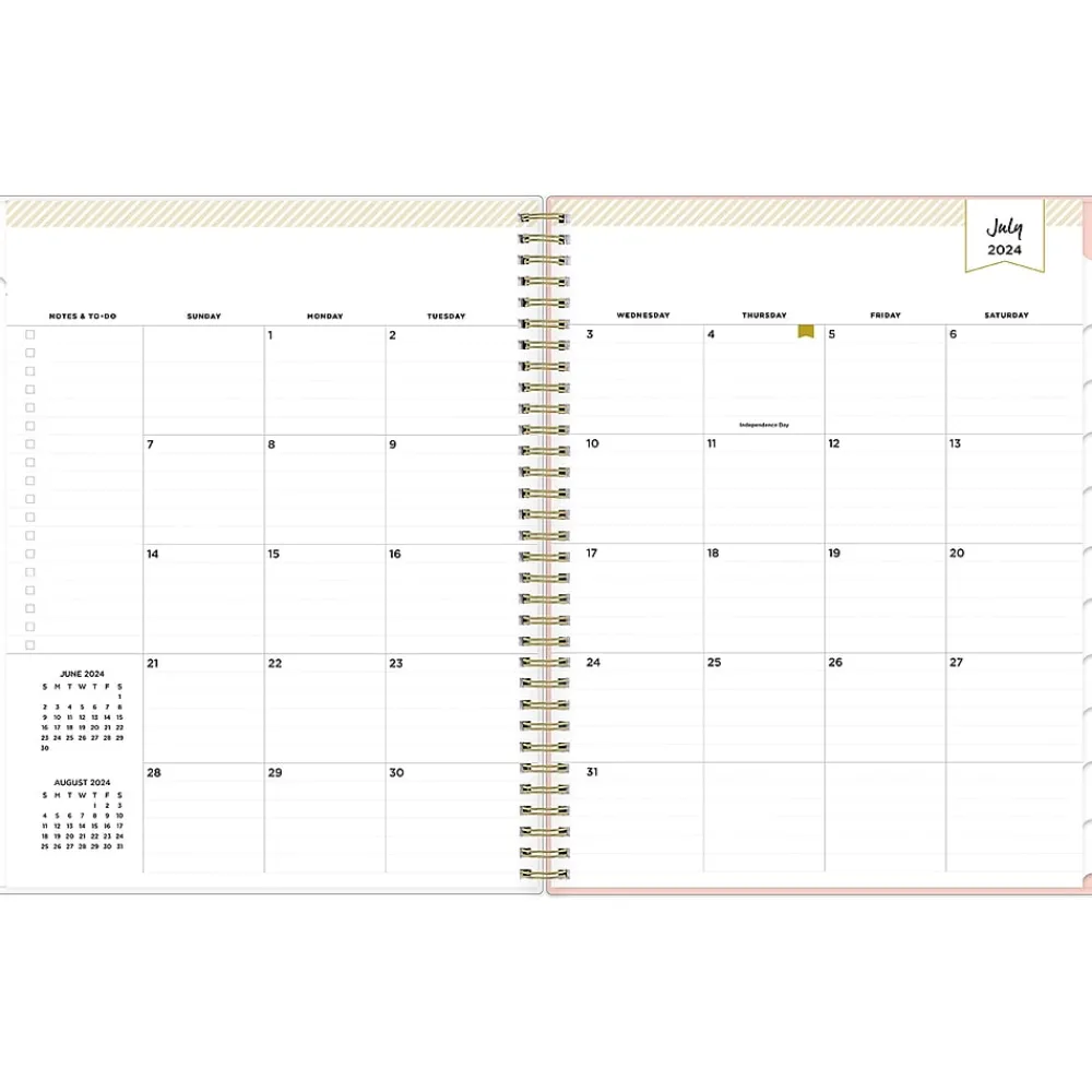 Academic Planners|Blue Sky 2024-2025 Day Designer Casa Bella 8.5" x 11" Academic Weekly & Monthly Planner, Plastic Cover, Coral/White (149832)