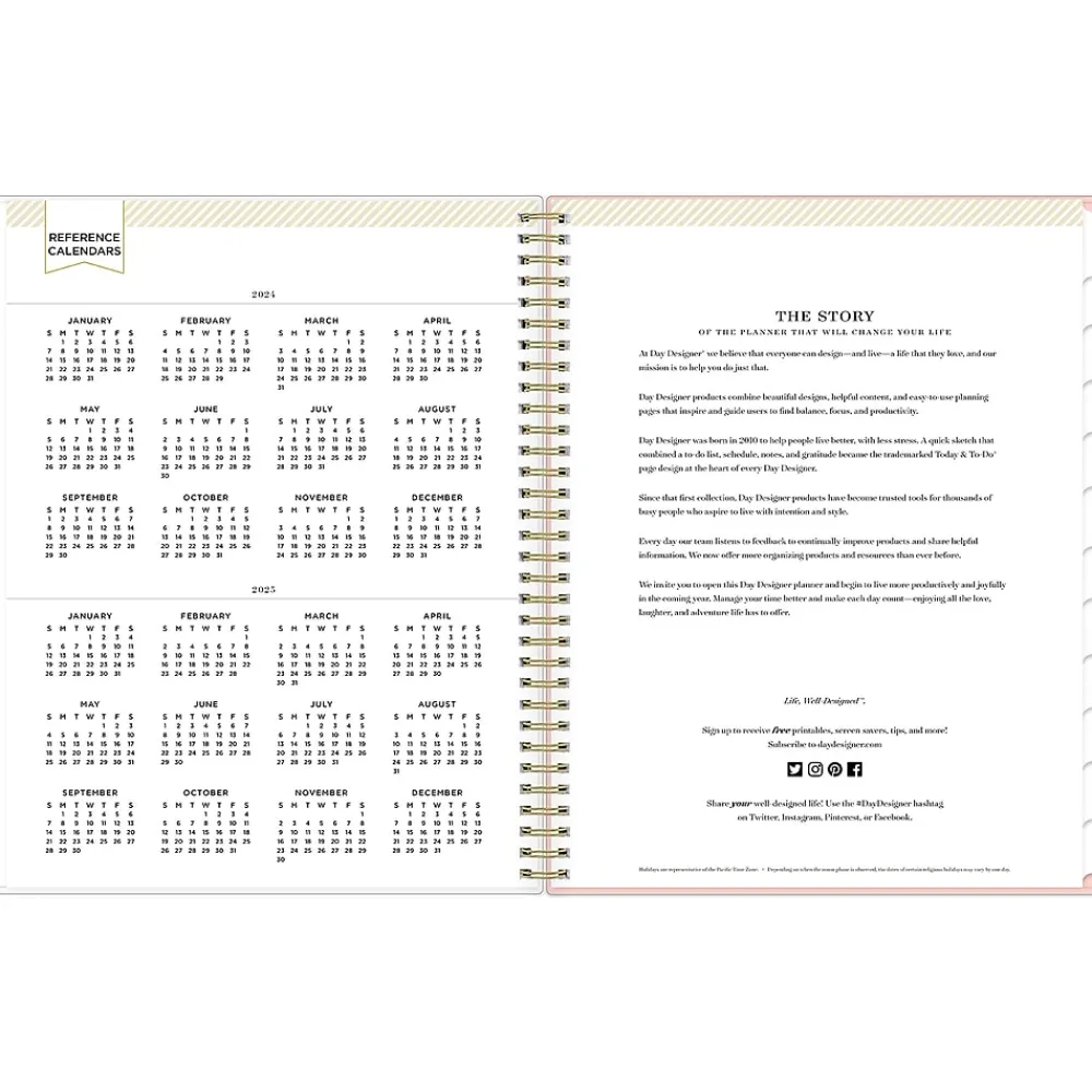 Academic Planners|Blue Sky 2024-2025 Day Designer Casa Bella 8.5" x 11" Academic Weekly & Monthly Planner, Plastic Cover, Coral/White (149832)