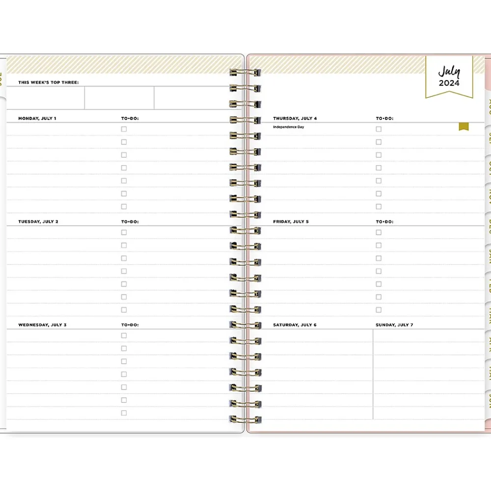 Academic Planners|Blue Sky 2024-2025 Day Designer Casa Bella 5" x 8" Academic Weekly & Monthly Planner, Plastic Cover, Coral/White (149833)