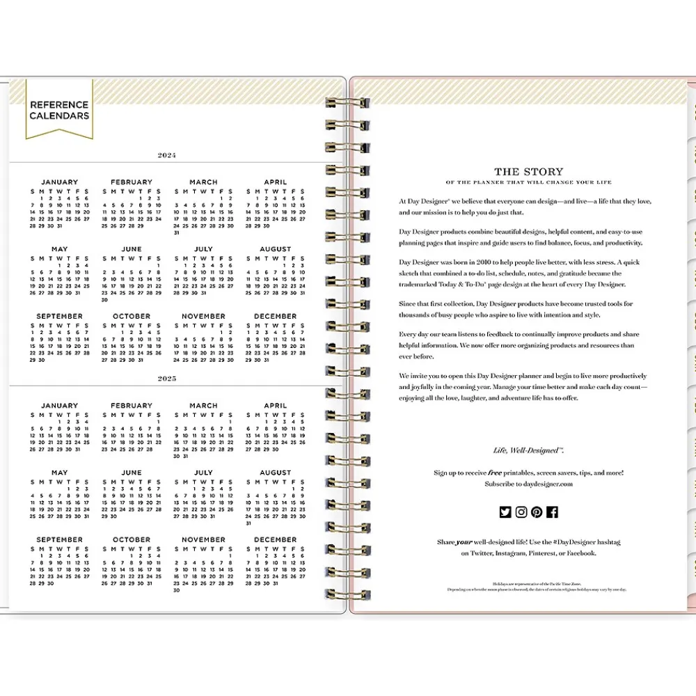 Academic Planners|Blue Sky 2024-2025 Day Designer Casa Bella 5" x 8" Academic Weekly & Monthly Planner, Plastic Cover, Coral/White (149833)
