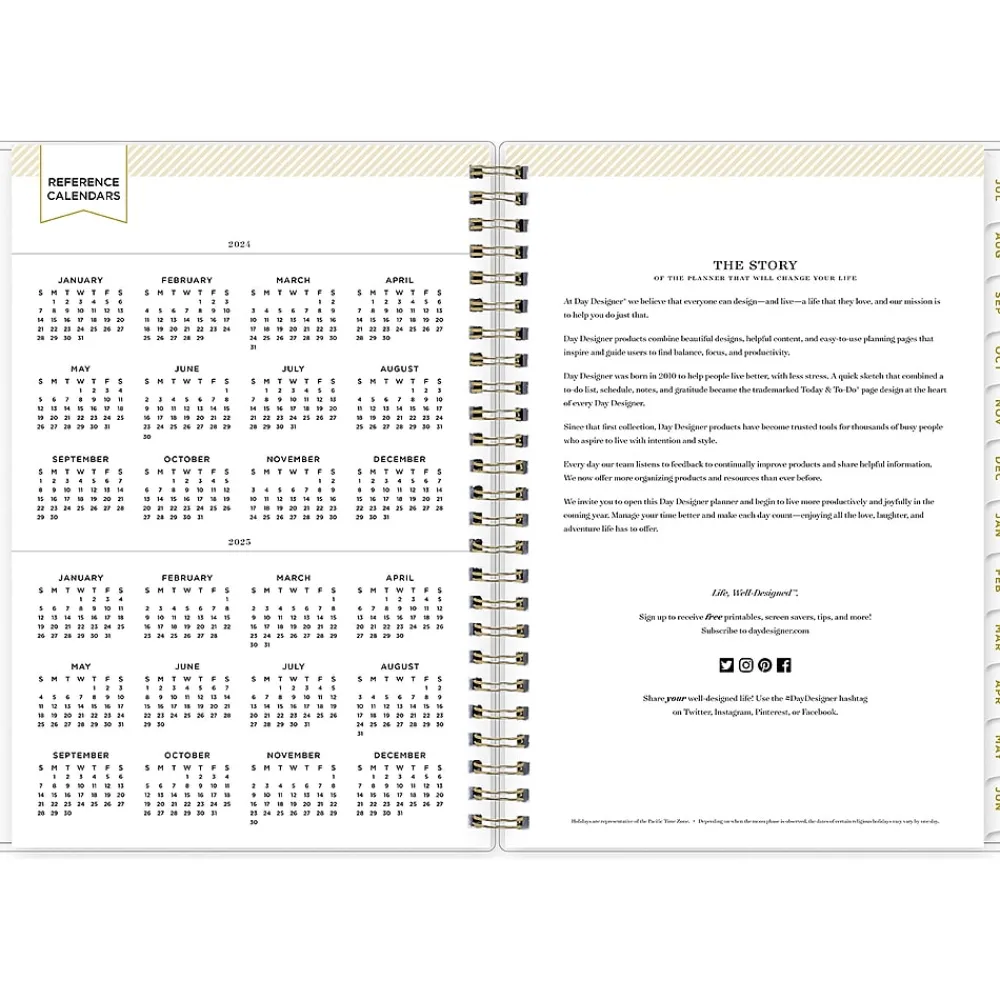 Academic Planners|Blue Sky 2024-2025 Day Designer Climbing Floral Mint 5.88" x 8.63" Academic Weekly & Monthly Planner, Plastic Cover