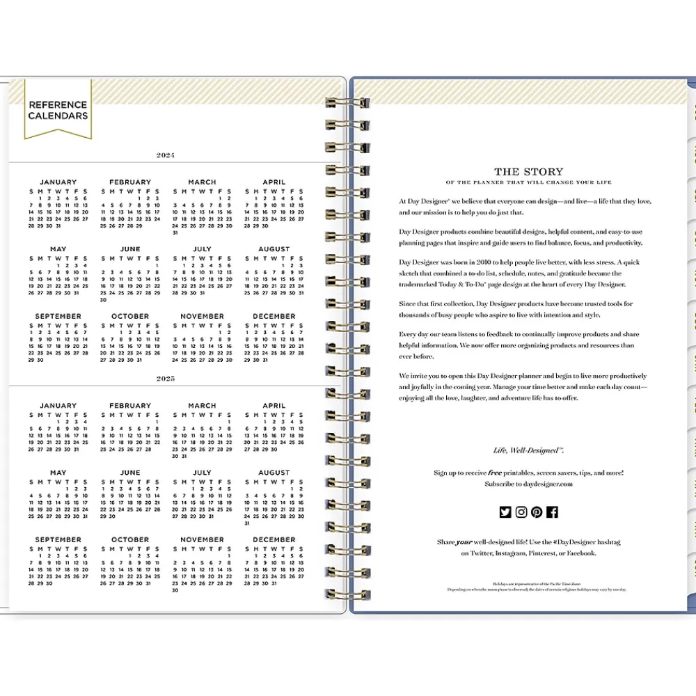 Academic Planners|Blue Sky 2024-2025 Day Designer Climbing Floral Blush 5" x 8" Academic Weekly & Monthly Planner, Plastic Cover, Multicolor