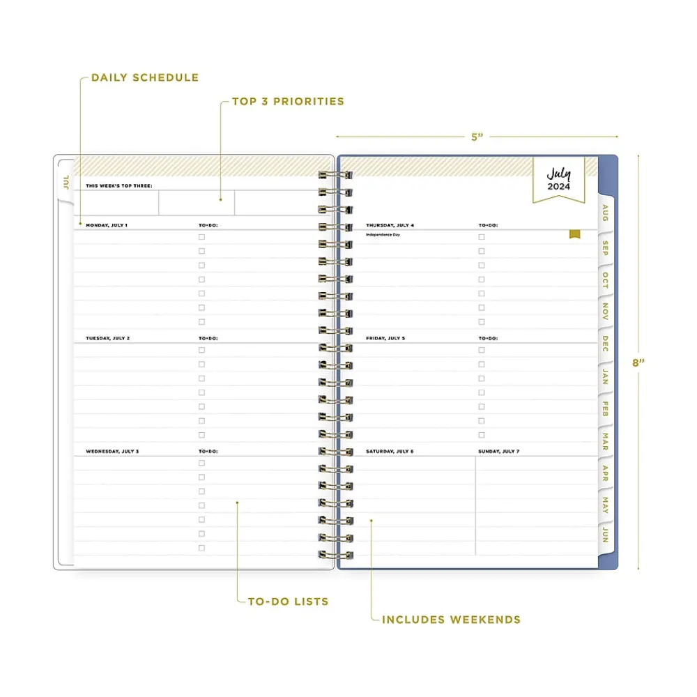 Academic Planners|Blue Sky 2024-2025 Day Designer Climbing Floral Blush 5" x 8" Academic Weekly & Monthly Planner, Plastic Cover, Multicolor