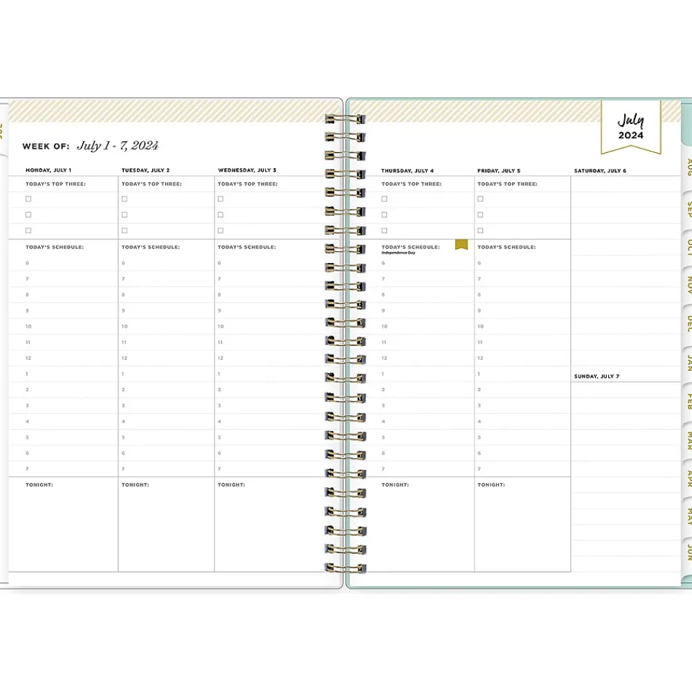 Academic Planners|Blue Sky 2024-2025 Day Designer Flower Field Mint 5.88" x 8.6" Academic Weekly & Monthly Planner, Plastic Cover, Multicolor