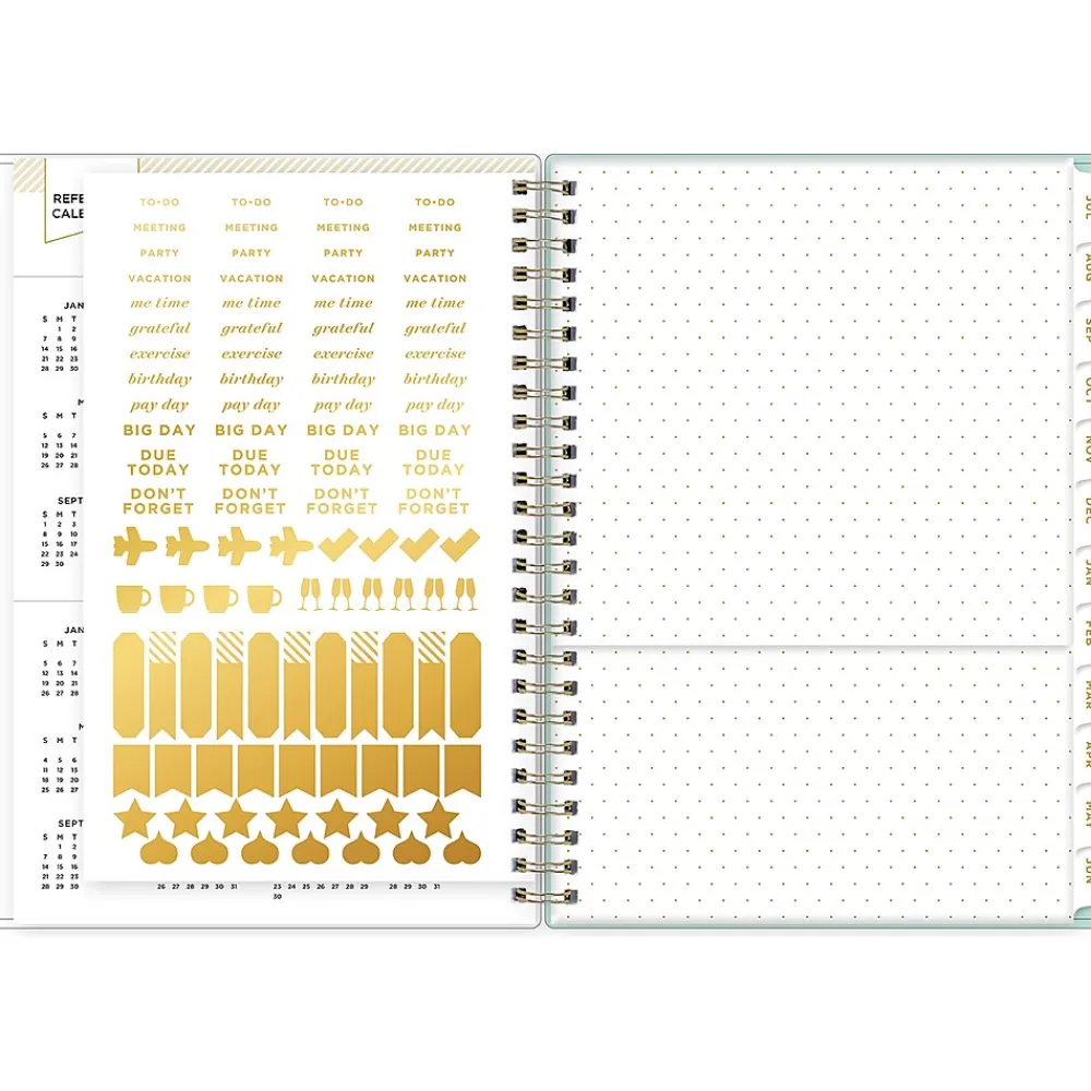 Academic Planners|Blue Sky 2024-2025 Day Designer Flower Field Mint 5.88" x 8.6" Academic Weekly & Monthly Planner, Plastic Cover, Multicolor