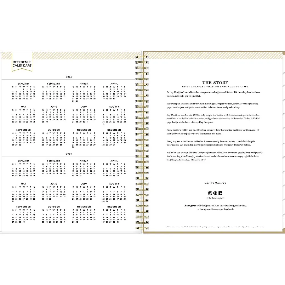 2025 Planners|Blue Sky 2025 Day Designer Gold Spotty 8.5" x 11" Weekly Planner, Plastic Cover, Gold/White (148132)