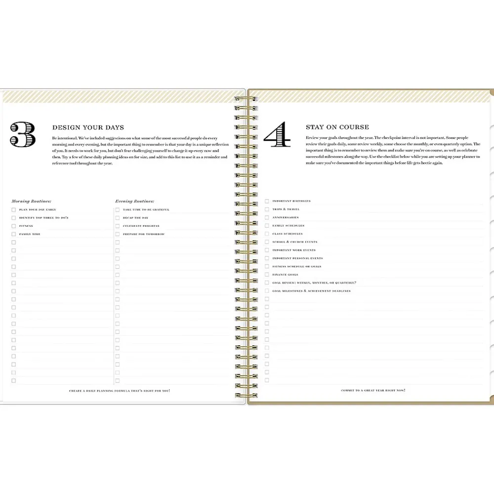 2025 Planners|Blue Sky 2025 Day Designer Gold Spotty 8.5" x 11" Weekly Planner, Plastic Cover, Gold/White (148132)