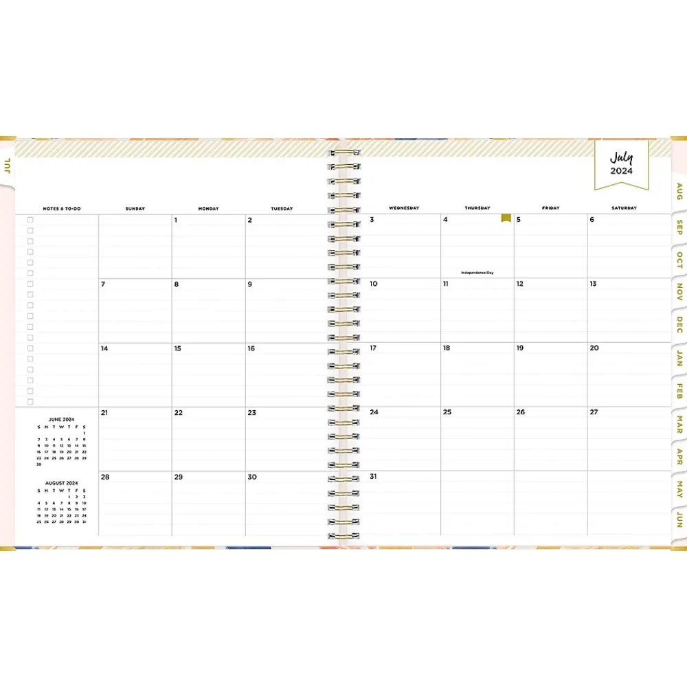 Academic Planners|Blue Sky 2024-2025 Day Designer In Bloom 8" x 10" Academic Weekly & Monthly Planner, Gray Board Cover, Multicolor (150135)