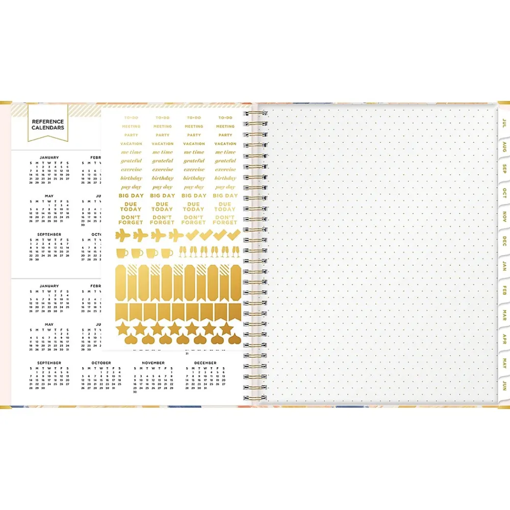 Academic Planners|Blue Sky 2024-2025 Day Designer In Bloom 8" x 10" Academic Weekly & Monthly Planner, Gray Board Cover, Multicolor (150135)