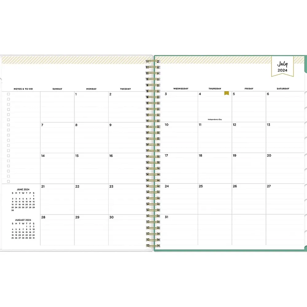 Academic Planners|Blue Sky 2024-2025 Day Designer Palms 8.5" x 11" Academic Weekly & Monthly Planner, Plastic Cover, White/Green (137891-A25)