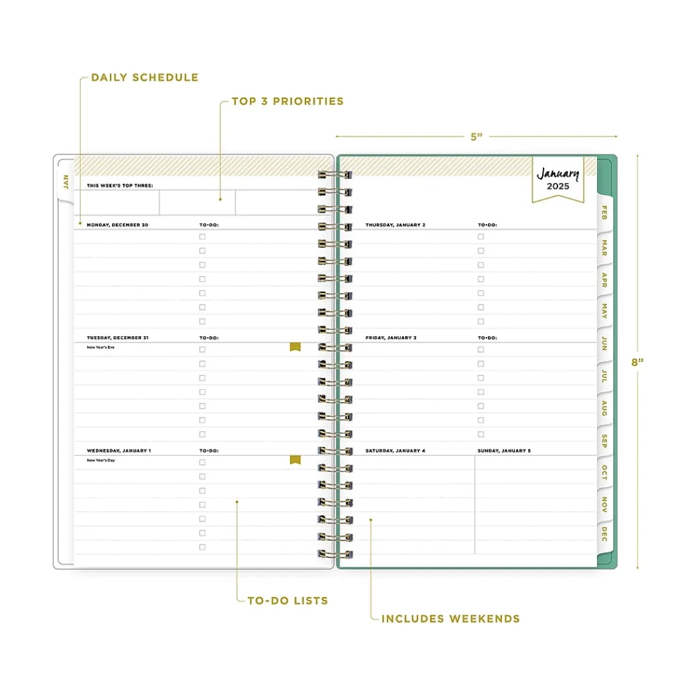 2025 Planners|Blue Sky 2025 Day Designer Peyton White 5" x 8" Weekly & Monthly Planner, Plastic Cover, Multicolor (103619-25)