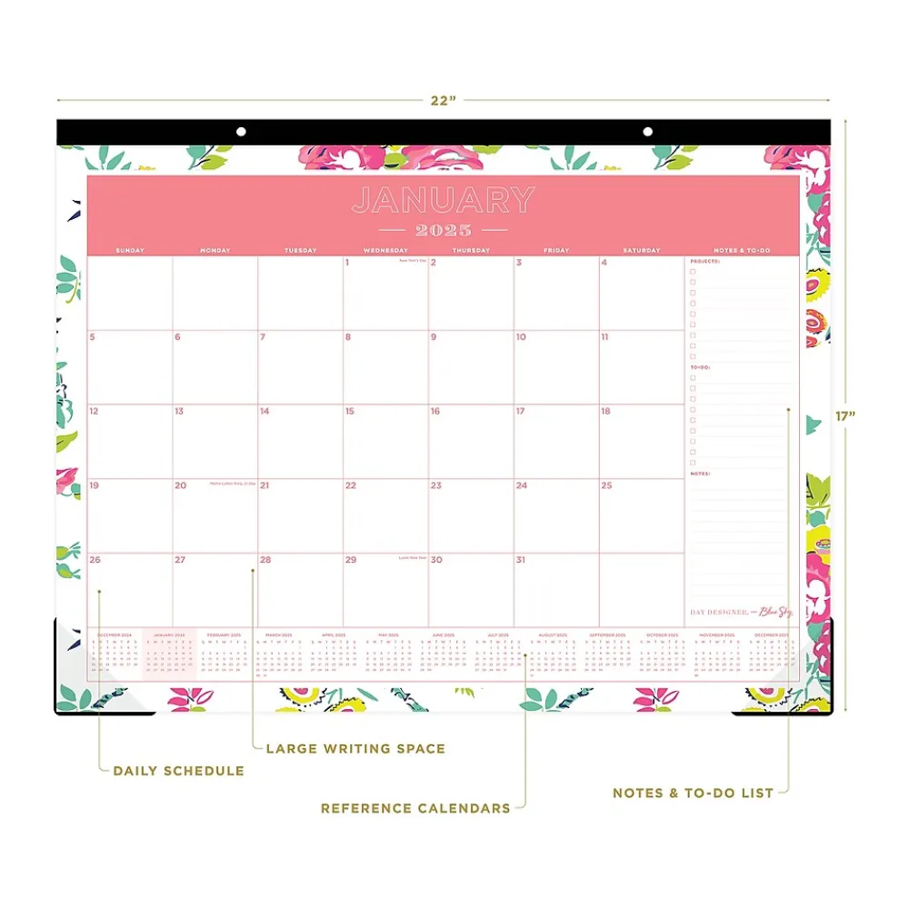 2025 Calendars|Blue Sky 2025 Day Designer Peyton White 22" x 17" Monthly Desk Pad Calendar (103631-25)