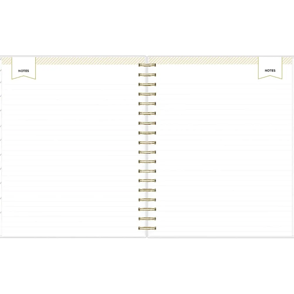 Academic Planners|Blue Sky 2024-2025 Day Designer Rugby Stripe 8" x 10" Academic Daily Planner, Plastic Cover, White/Black (137885-A25)