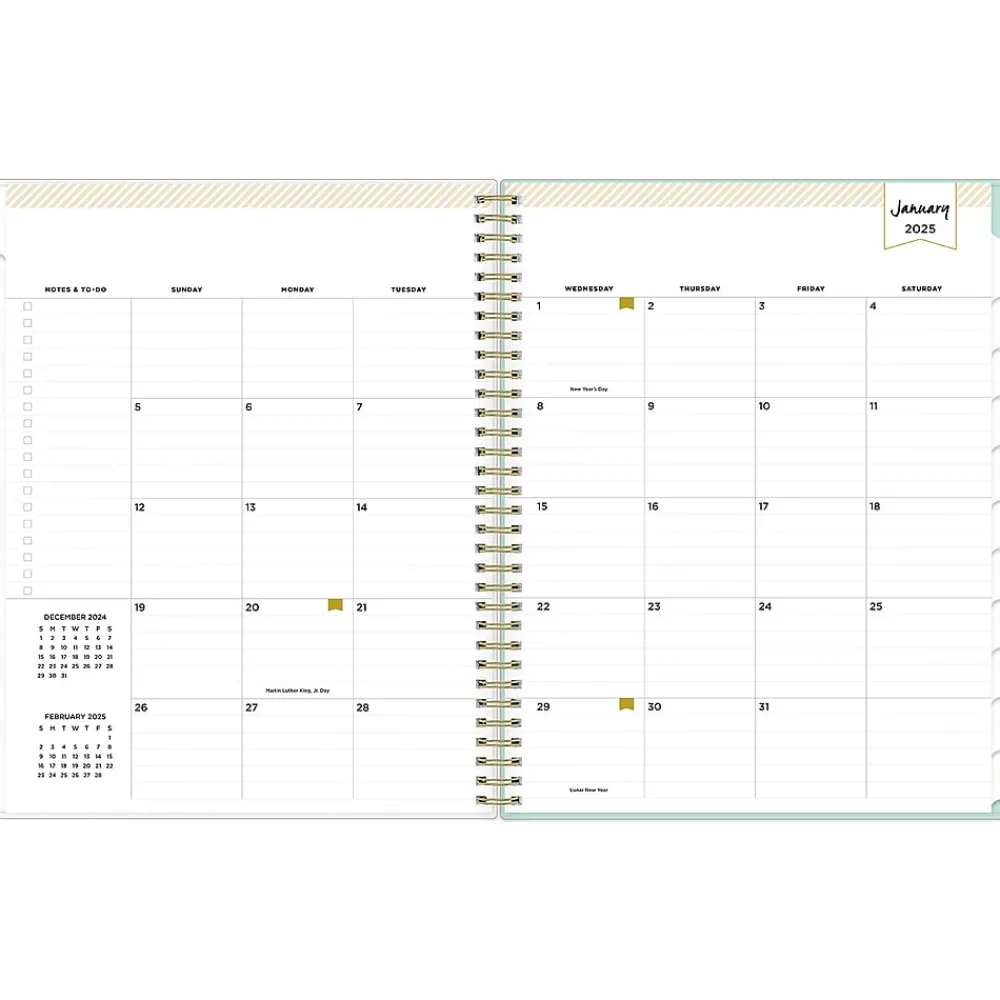 2025 Planners|Blue Sky 2025 Day Designer Secret Garden Mint Green 8.5" x 11" Weekly & Monthly Planner, Plastic Cover, Multicolor