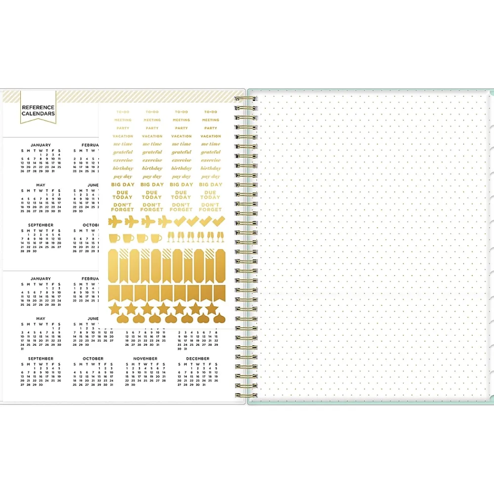 2025 Planners|Blue Sky 2025 Day Designer Secret Garden Mint Green 8.5" x 11" Weekly & Monthly Planner, Plastic Cover, Multicolor