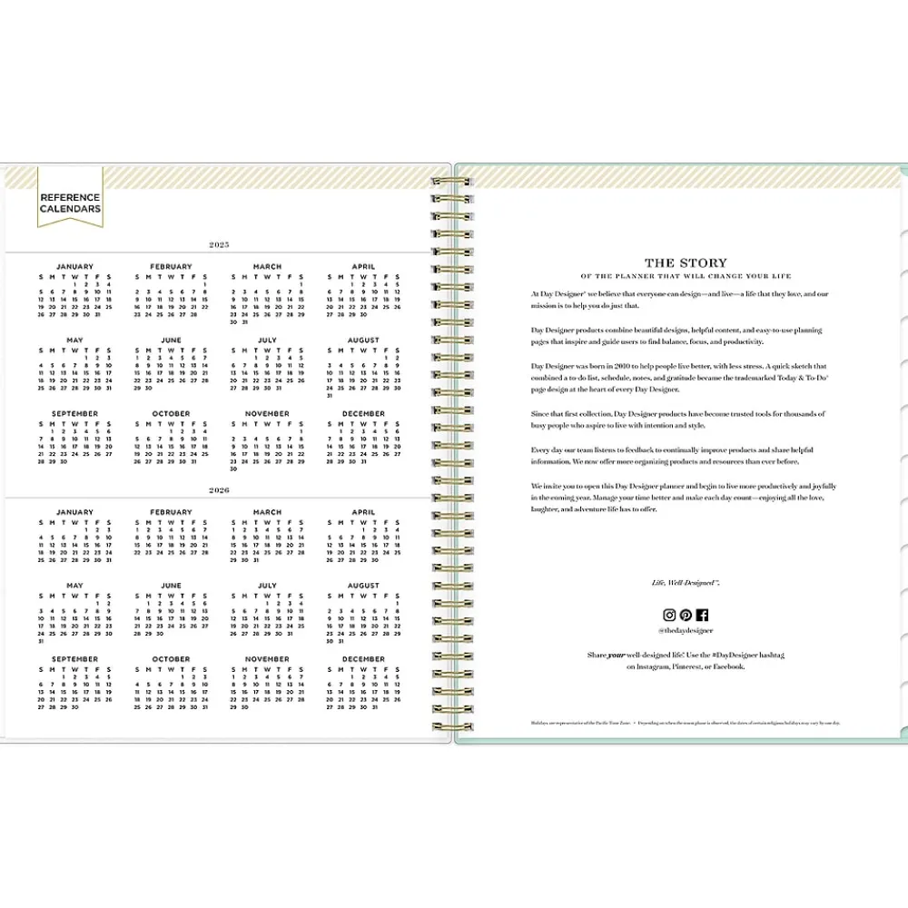 2025 Planners|Blue Sky 2025 Day Designer Secret Garden Mint Green 8.5" x 11" Weekly & Monthly Planner, Plastic Cover, Multicolor