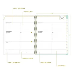 2025 Planners|Blue Sky 2025 Day Designer Secret Garden Mint Green 8.5