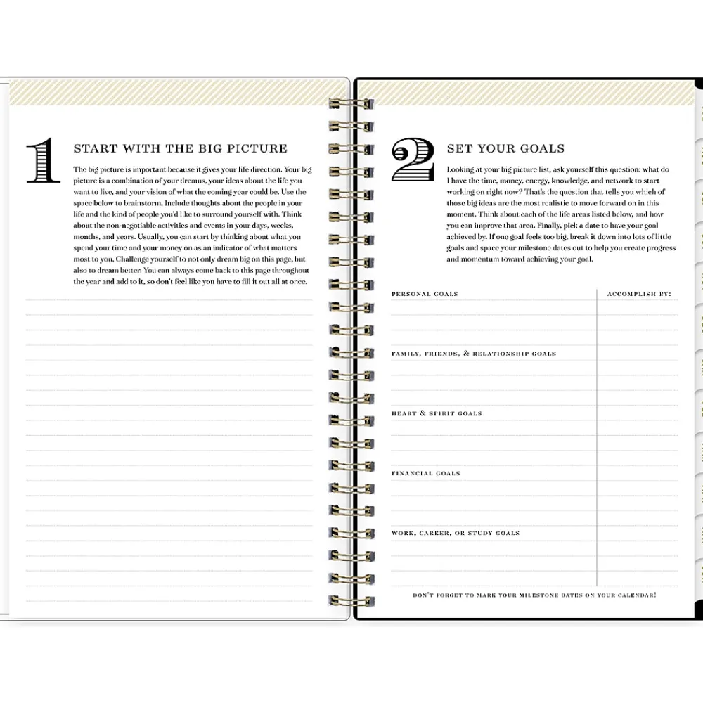 Academic Planners|Blue Sky 2024-2025 Day Designer Somerset Black 5" x 8" Academic Weekly & Monthly Planner, Plastic Cover, Multicolor (144856)