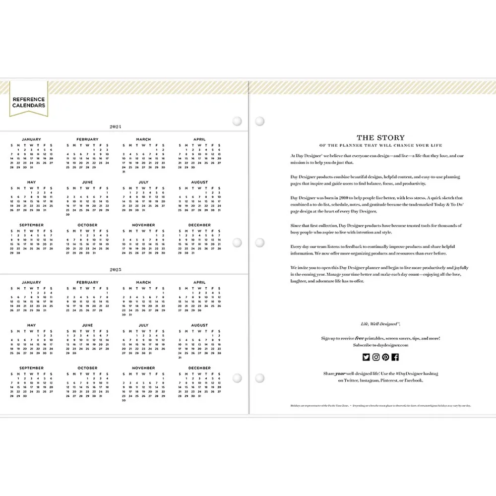 Academic Planners|Blue Sky 2024-2025 Day Designer Spotty Small Gold 8.5" x 11" Academic Monthly Planner, Plastic Cover, White/Gold (149829)
