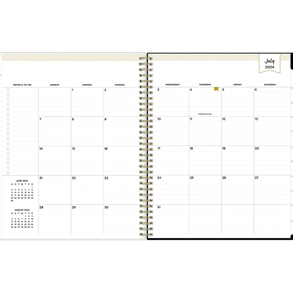 Academic Planners|Blue Sky 2024-2025 Day Designer Swiss Dot 8.5" x 11" Academic Weekly & Monthly Planner, Black/Gold (150136)