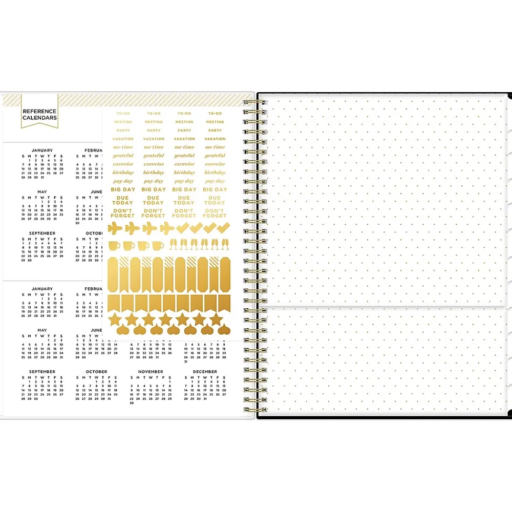 Academic Planners|Blue Sky 2024-2025 Day Designer Swiss Dot 8.5" x 11" Academic Weekly & Monthly Planner, Black/Gold (150136)