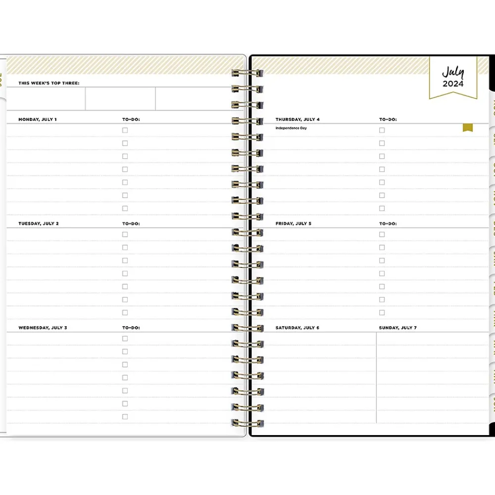Academic Planners|Blue Sky 2024-2025 Day Designer Swiss Dot 5" x 8" Academic Weekly & Monthly Planner, Black/Gold (150137)