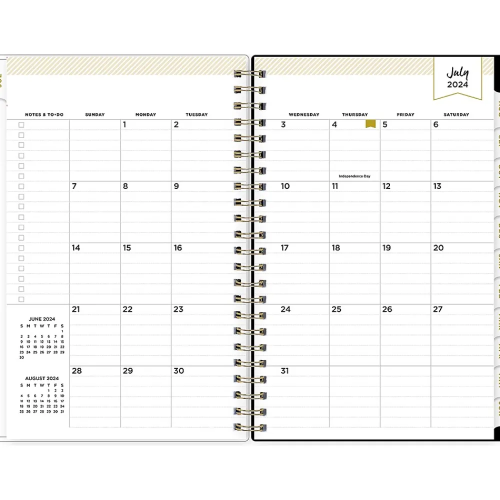 Academic Planners|Blue Sky 2024-2025 Day Designer Swiss Dot 5" x 8" Academic Weekly & Monthly Planner, Black/Gold (150137)