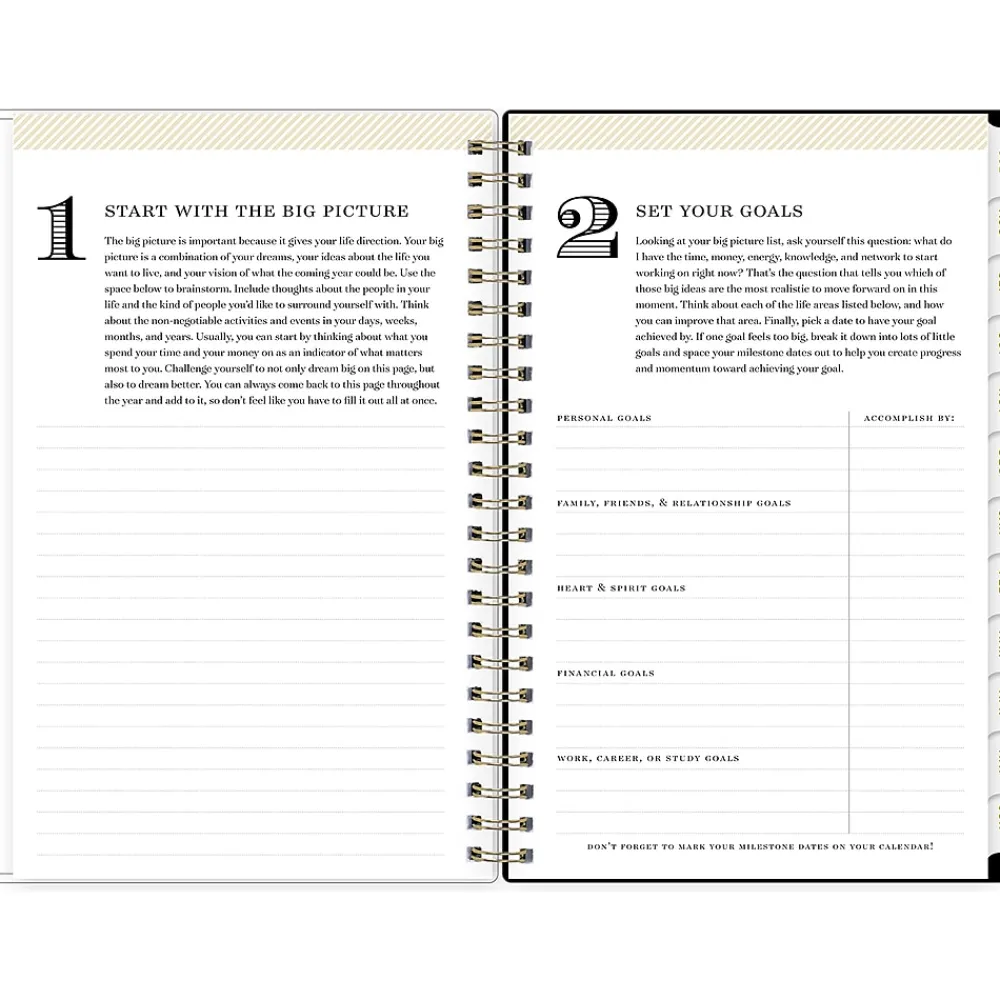 Academic Planners|Blue Sky 2024-2025 Day Designer Swiss Dot 5" x 8" Academic Weekly & Monthly Planner, Black/Gold (150137)