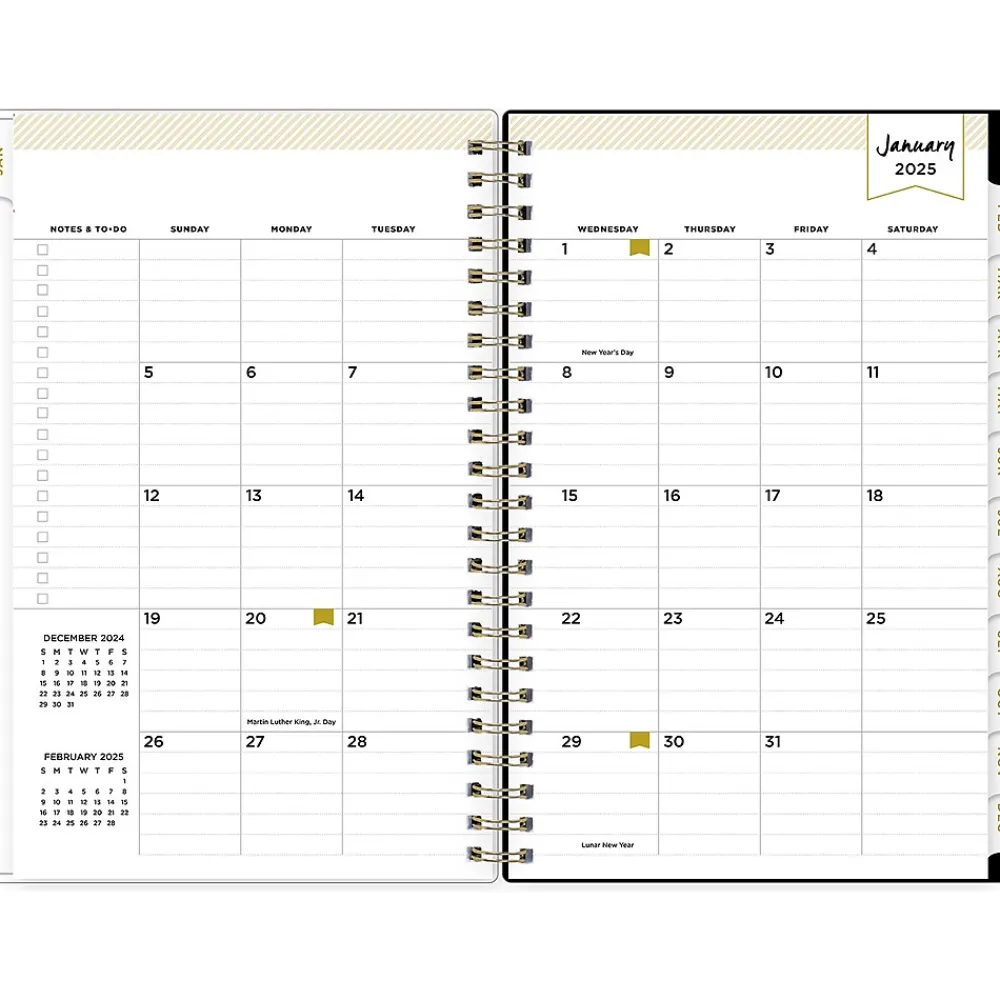 2025 Planners|Blue Sky 2025 Day Designer Swiss Dot 5" x 8" Weekly & Monthly Planner, Plastic Cover, Black/Gold (148135)