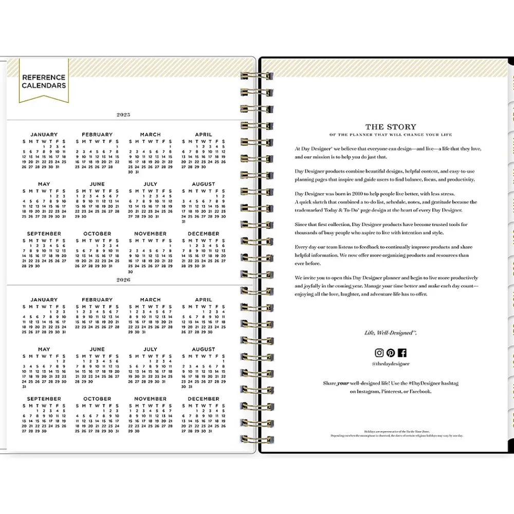 2025 Planners|Blue Sky 2025 Day Designer Swiss Dot 5" x 8" Weekly & Monthly Planner, Plastic Cover, Black/Gold (148135)