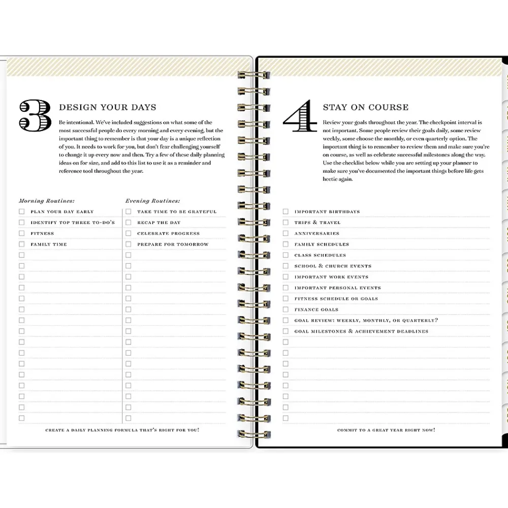 2025 Planners|Blue Sky 2025 Day Designer Swiss Dot 5" x 8" Weekly & Monthly Planner, Plastic Cover, Black/Gold (148135)