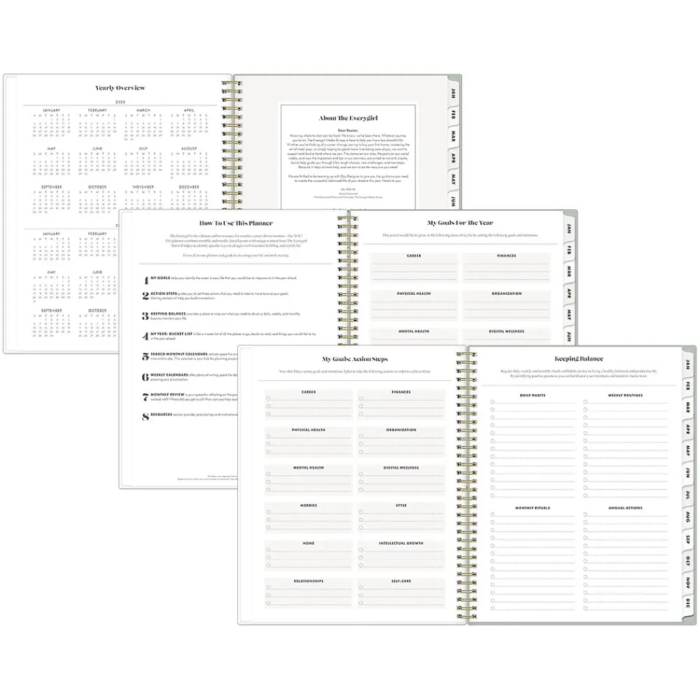 2025 Planners|Blue Sky 2025 Day Designer The Everygirl Tuberose 8.5" x 11" Weekly Planner, Plastic Cover, Green/White (150775)