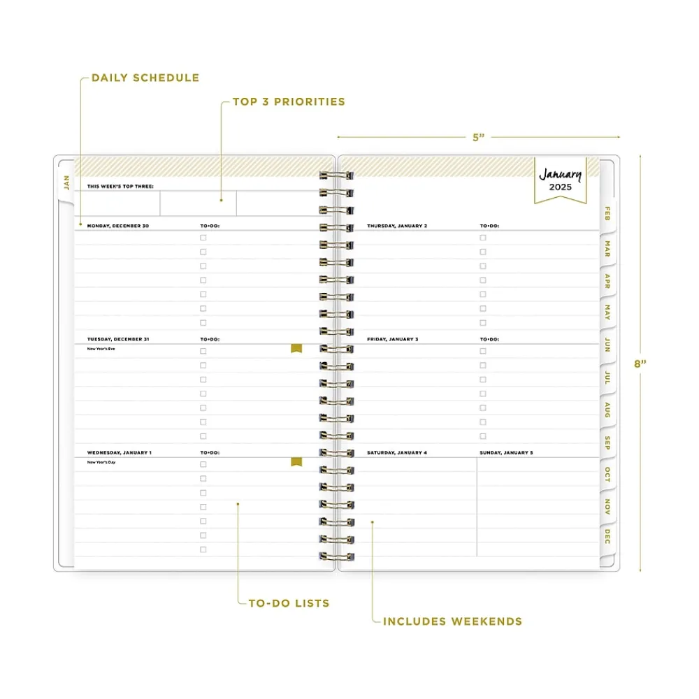 2025 Planners|Blue Sky 2025 Day Designer Tile 5" x 8" Weekly & Monthly Planner, Plastic Cover, Blue/White (101410-25)