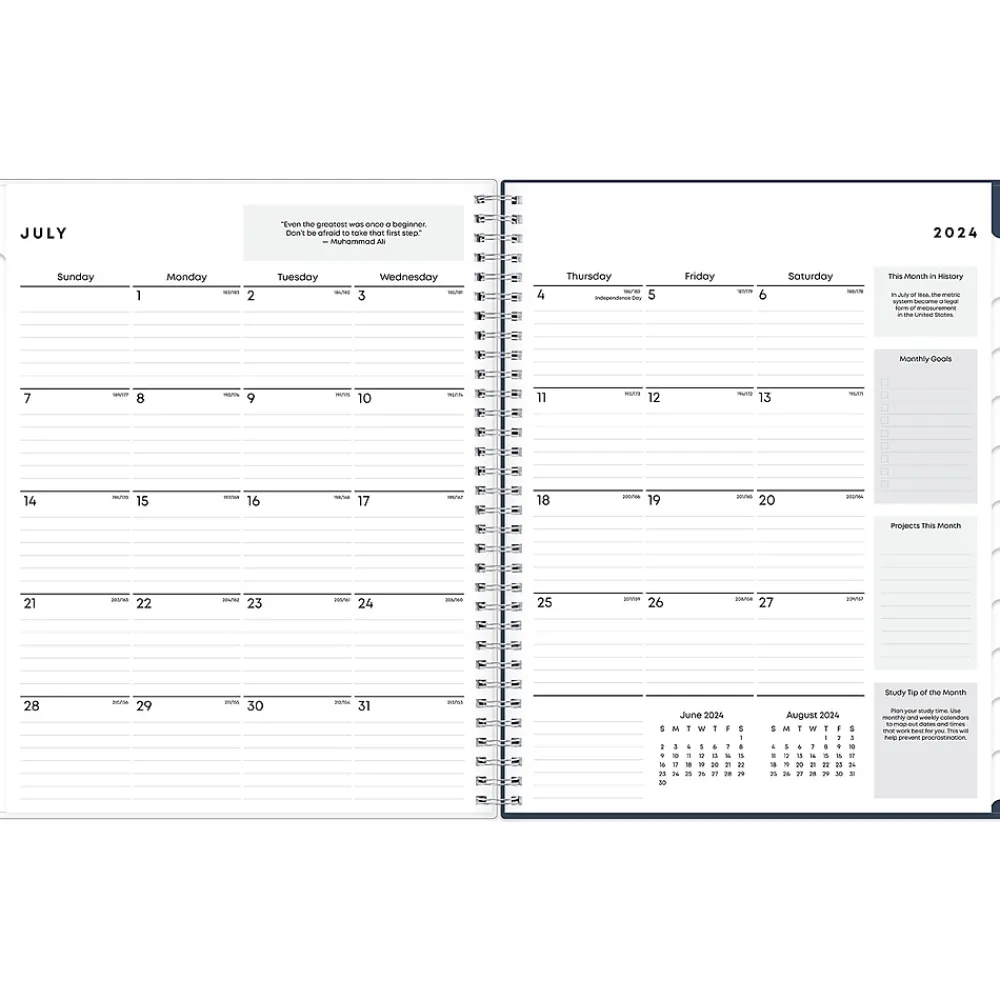Academic Planners|Blue Sky 2024-2025 Decosta Blue 8.5" x 11" Academic Weekly & Monthly Student Planner, Plastic Cover (150459)
