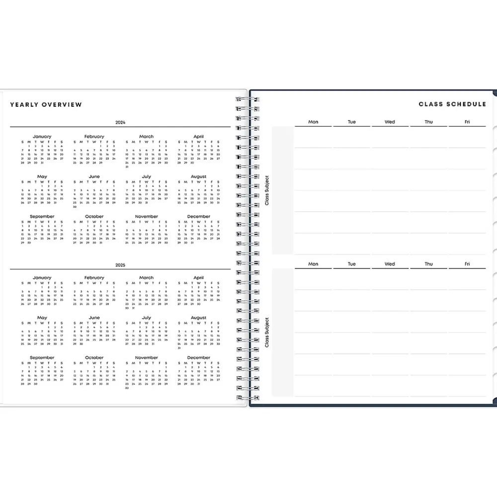 Academic Planners|Blue Sky 2024-2025 Decosta Blue 8.5" x 11" Academic Weekly & Monthly Student Planner, Plastic Cover (150459)