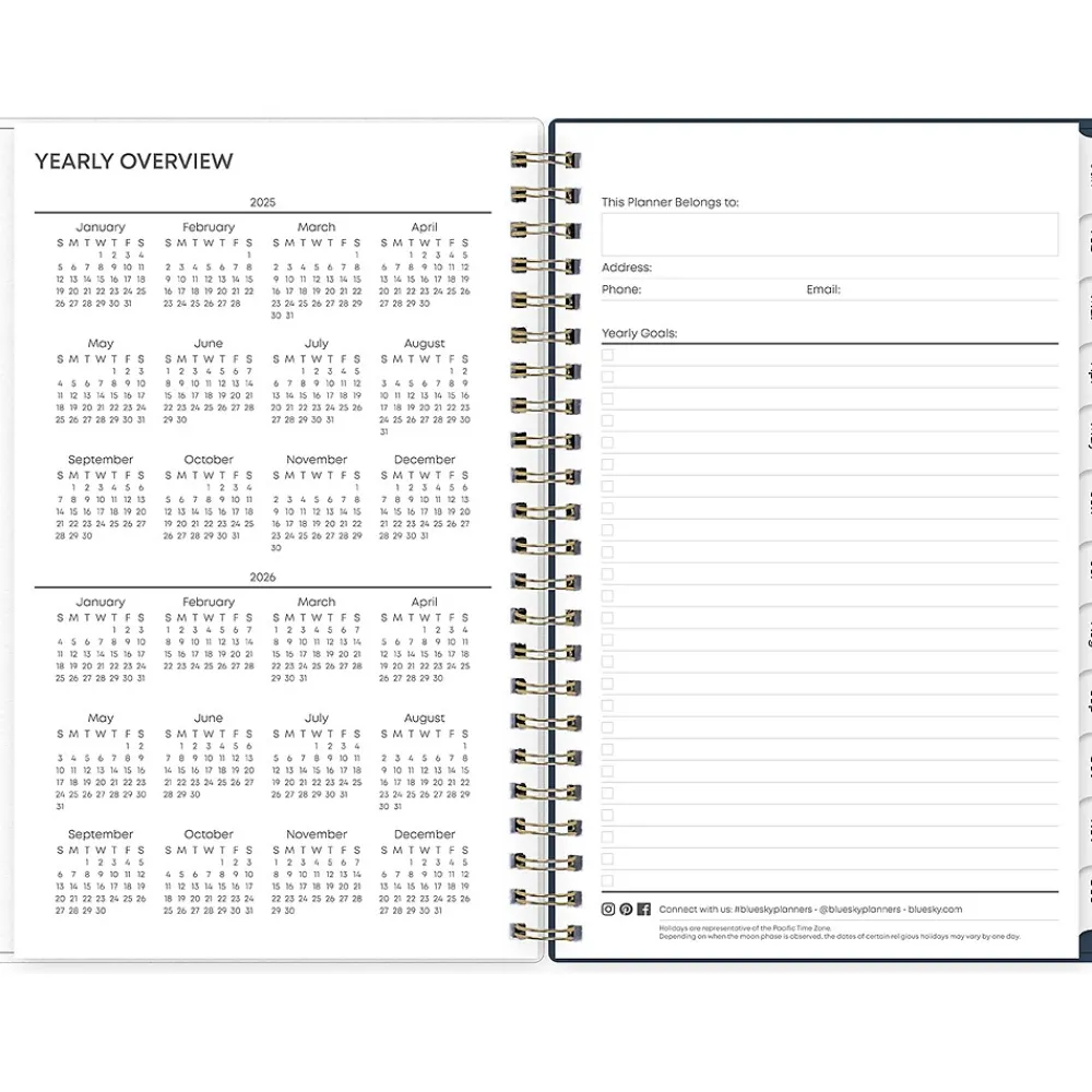 2025 Planners|Blue Sky 2025 Dellania 5" x 8" Weekly & Monthly Planner, Plastic Cover, Multicolor (148215)