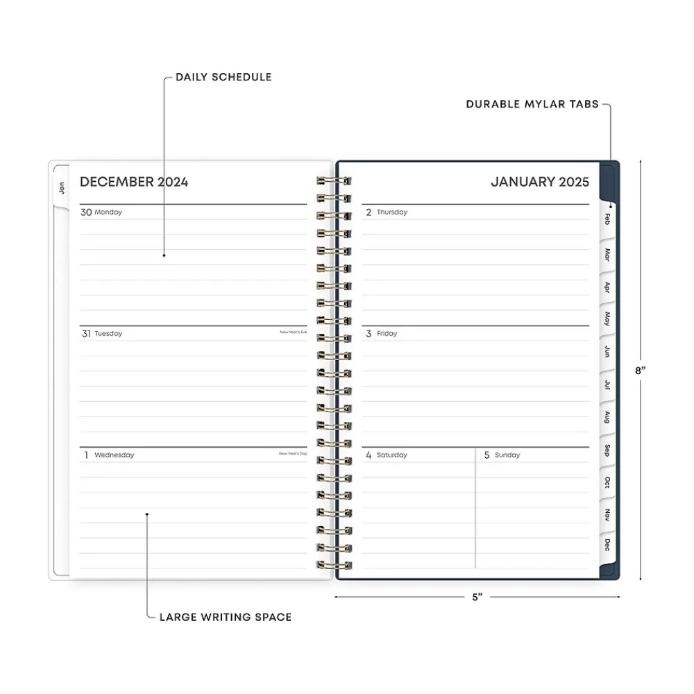 2025 Planners|Blue Sky 2025 Dellania 5" x 8" Weekly & Monthly Planner, Plastic Cover, Multicolor (148215)