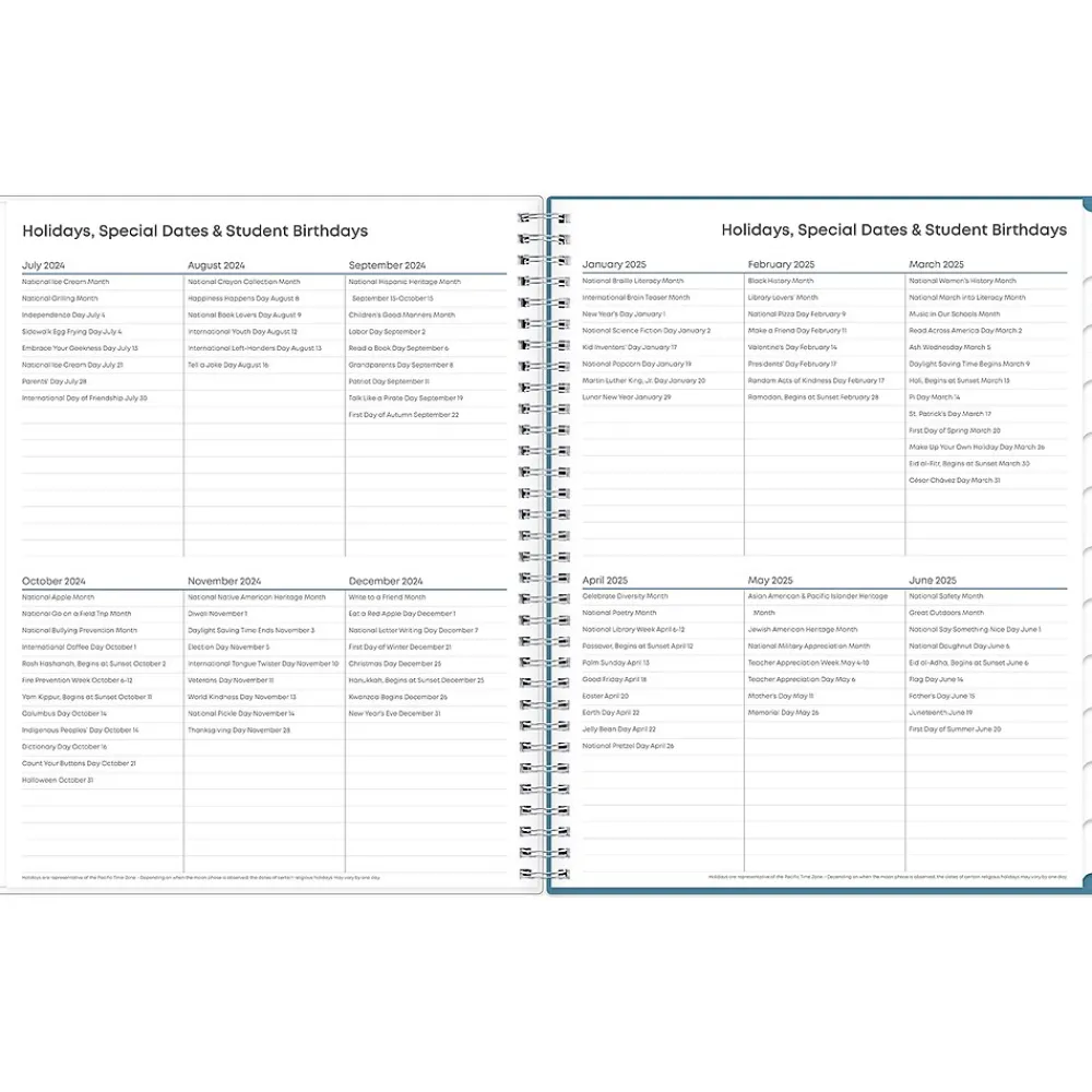 Academic Planners|Blue Sky 2024-2025 Ditsy Dapple Light 8.5" x 11" Academic Weekly & Monthly Teacher Planner, Plastic Cover, Multicolor