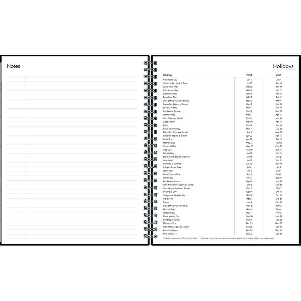 Academic Planners|Blue Sky 2024-2025 Enterprise 7" x 9" Academic Weekly & Monthly Planner, Plastic Cover, Black (131982-A25)
