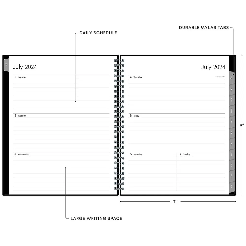 Academic Planners|Blue Sky 2024-2025 Enterprise 7" x 9" Academic Weekly & Monthly Planner, Plastic Cover, Black (131982-A25)