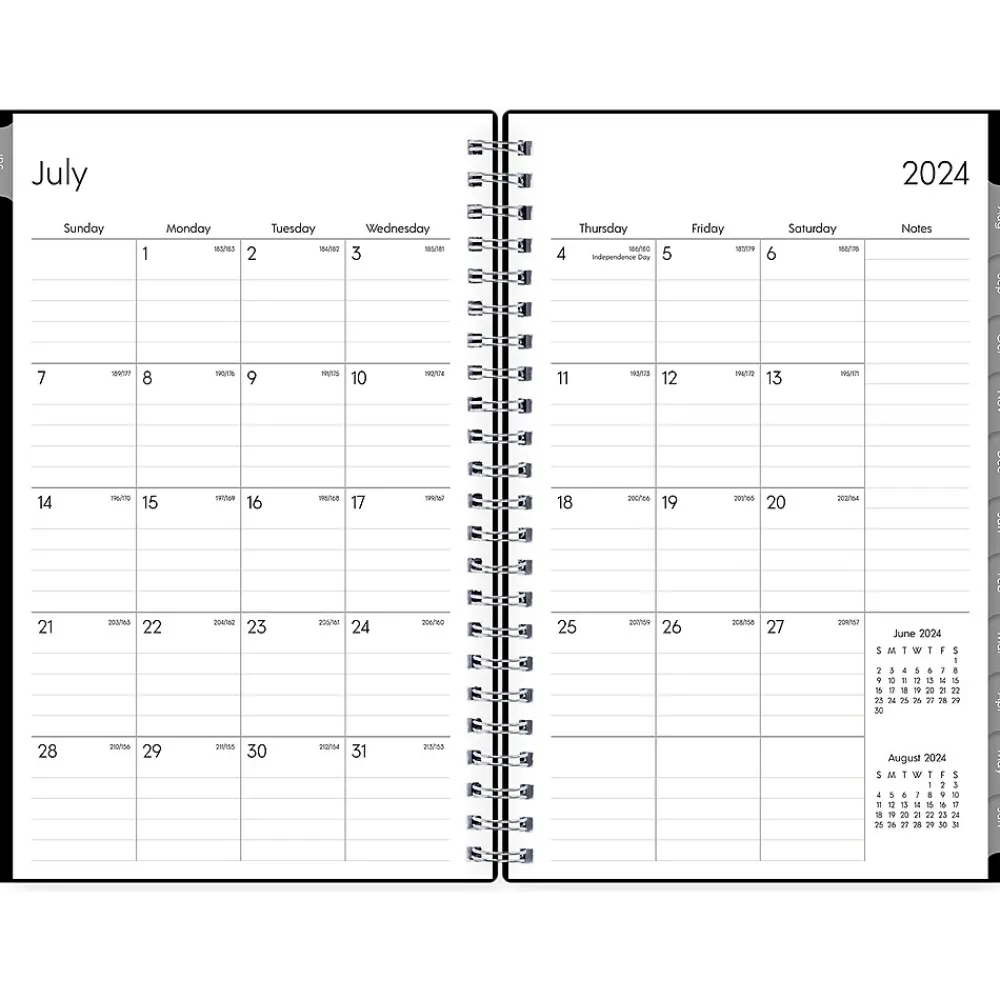 Academic Planners|Blue Sky 2024-2025 Enterprise 5" x 8" Academic Weekly & Monthly Planner, Plastic Cover, Black (130611-A25)